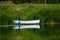 Boat nestled beside the riverbank.