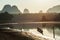 Boat at Nong Talae lake at sunrise, Krabi