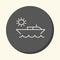 Boat in the ocean and the sun, a round line icon with the illusion of volume, a simple color change