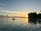 Boat on the ocen at sunset