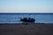 Boat off the coast of the Red Sea in the Gulf of Aqaba. Dahab, South Sinai Governorate, Egypt