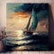 Boat Painting in Serene Seascape. Generative AI