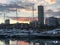 Boat parking, sunset over the port of Alicante, Spain