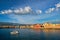 Boat in picturesque old port of Chania, Crete island. Greece