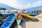 Boat Pier with Colourful Tourist Boats on Phewa Lake