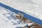 The boat pier on the Moscow river in winter