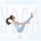 Boat Pose (Navasana) asana. Vector illustrated poster template with girl doing yoga exercises