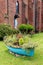 Boat pot in front of St Peters R C Church in Lytham, Lytham St Annes, Fylde Coast, Lancashire United Kingdom