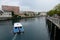 A boat on the Rhone river in Geneva