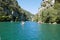 Boat ride on esparron lake, France