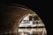 Boat ride under the canal bridge in the Netherlands