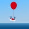 The Boat rises above with the red balloon. Business advantage opportunities and success concept.