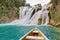 Boat on the river with the milky way and stars in the sky, EL SALTO-EL MECO san luis potosi MÃ©xico, hermosa cascada Turquoise