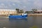 Boat on the River Segura near Marina de las Dunas north of Guardamar Spain