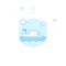 Boat, River Tram Flat Vector Illustration, Icon. Light Blue Monochrome Design. Editable Stroke