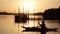 Boat safari at the sunrise in lake in Sri Lanka