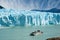 Boat sailing near Perito Moreno glacier.