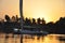 Boat sailing on the Nile river at sunset, Luxor, Egyptian.