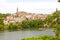 Boat sailing in Tarn river with the view of Albi