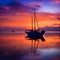 Boat Sailing into Twilight Hour