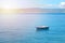 A boat in the sea with seascape and sunlight at summer, croatia