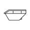 Boat shape garbage bin. Linear icon of metal trash container. Black illustration of large industrial waste bin. Part of adjoining