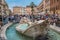 The boat-shaped fontain, Fontana della Barcaccia, at the Spagna Square in Rome, Italy