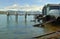 Boat sheds and ramps at Waikawa Bay, Picton, New Zealand