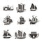 Boat and ship icons set