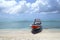 Boat in the shoreline of Cayo Bolivar, in Colombia