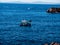 Boat shot out of a rock formation at the france part of the Mediterranean sea