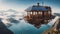 boat in the sky Steam punk A house boat with a glass roof and a solar panel, flying over a sea of clouds,