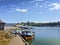 Boat in the south of chile. docking in the port of calbuco, archipelago of chiloe