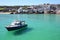 Boat on St Ives Harbour with Town