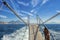 Boat stern view on gulf of Naples