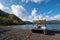 Boat stop on the beach for tourism service