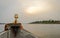 Boat, sunset and clouds