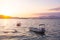 Boat in sunset floating on the sea in Turkey