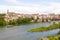 Boat in Tarn river with a view of Albi