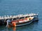 Boat tied up to dock at Robben Island