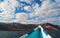 On a boat to Shauab beach, mountains, sands, western cape, Socotra, Yemen