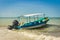 Boat for tourists on the beach at Celestun, Yucatan, Mexico