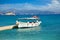 Boat for tourists on Valtos beach near Parga, Greece.