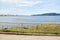 Boat trail in the sea, city of Santos