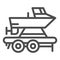 Boat on a trailer line icon. Boats transportation vector illustration isolated on white. Transportation of a ship