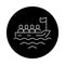 Boat transportation illegal immigrants color line icon. Editable stroke.