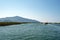 Boat trip along rocky green coast in Turkey shot