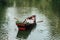 A boat trip for a guy and a girl along the canals and bays of the river