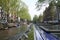 Boat trip on the picturesque canal. View of the canal from the boat.