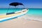 Boat tropical beach Caribbean turquoise sea